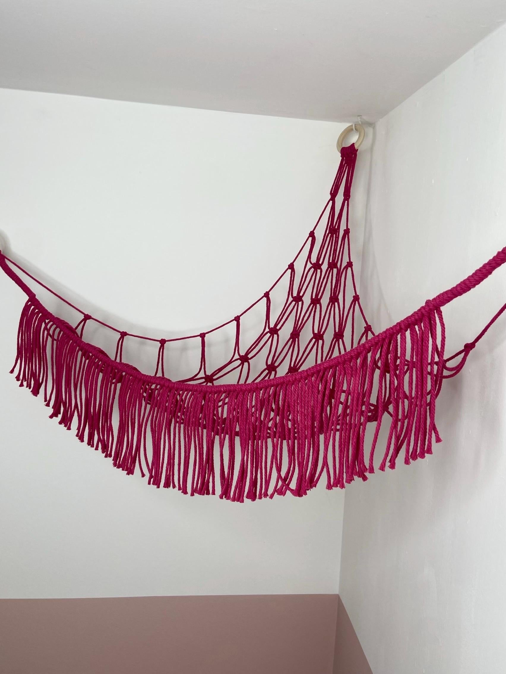 Macrame Toy Hammock, Stuffed Animal Storage, Boho Nursery Decor, Recycled Cotton Toy Net