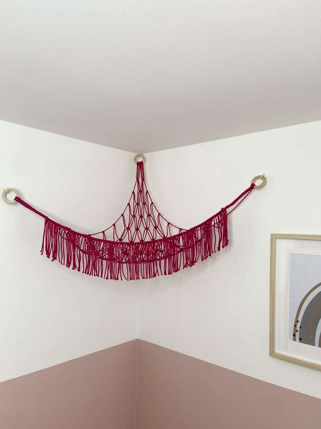 Macrame Toy Hammock, Stuffed Animal Storage, Boho Nursery Decor, Recycled Cotton Toy Net