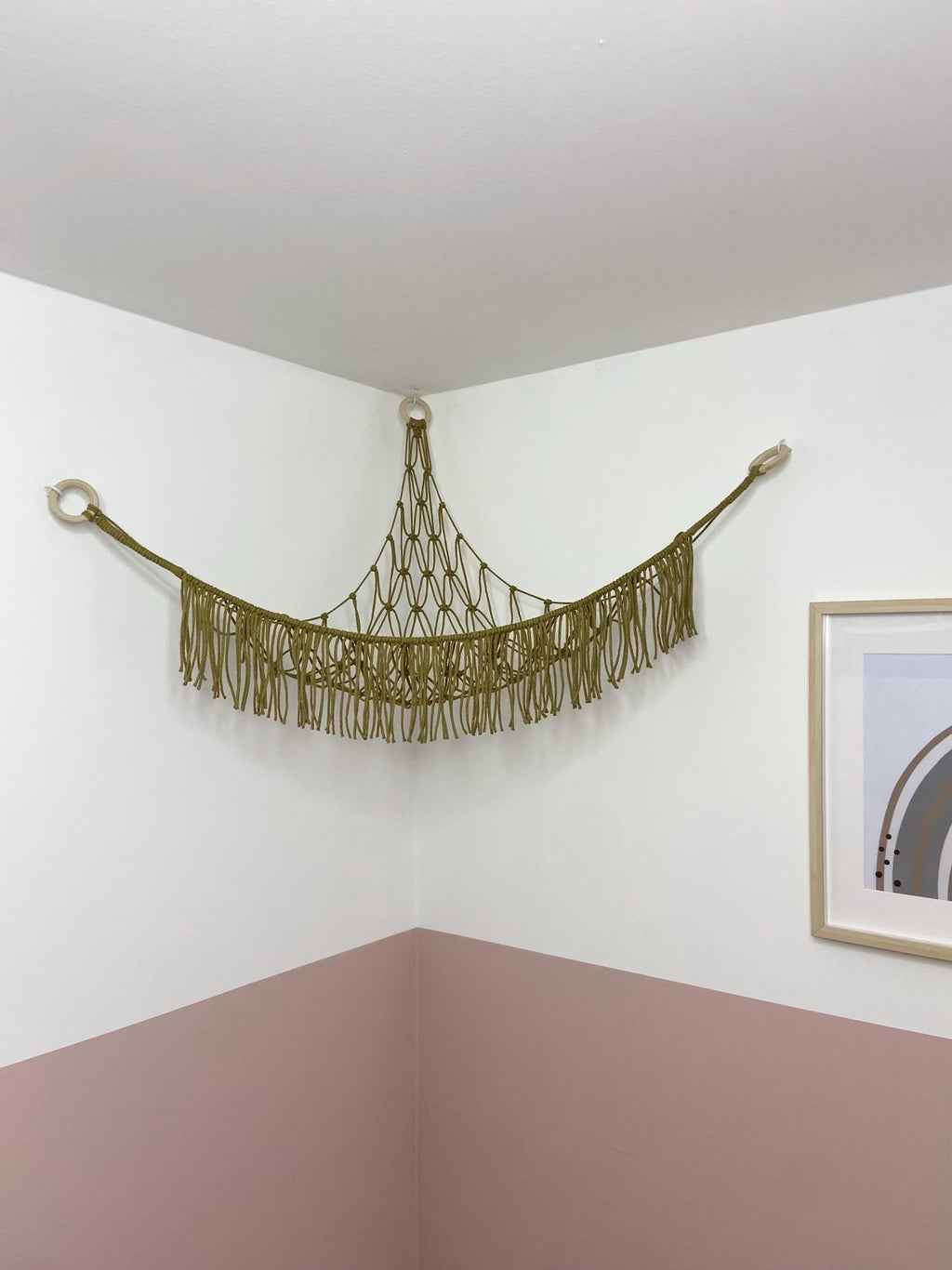 Macrame Toy Hammock, Stuffed Animal Storage, Boho Nursery Decor, Recycled Cotton Toy Net