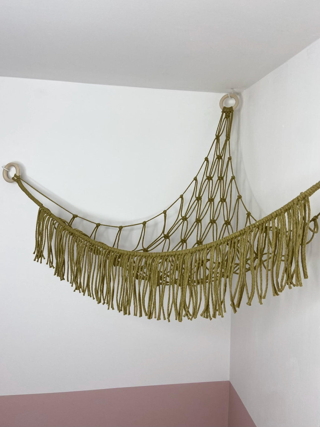 Macrame Toy Hammock, Stuffed Animal Storage, Boho Nursery Decor, Recycled Cotton Toy Net