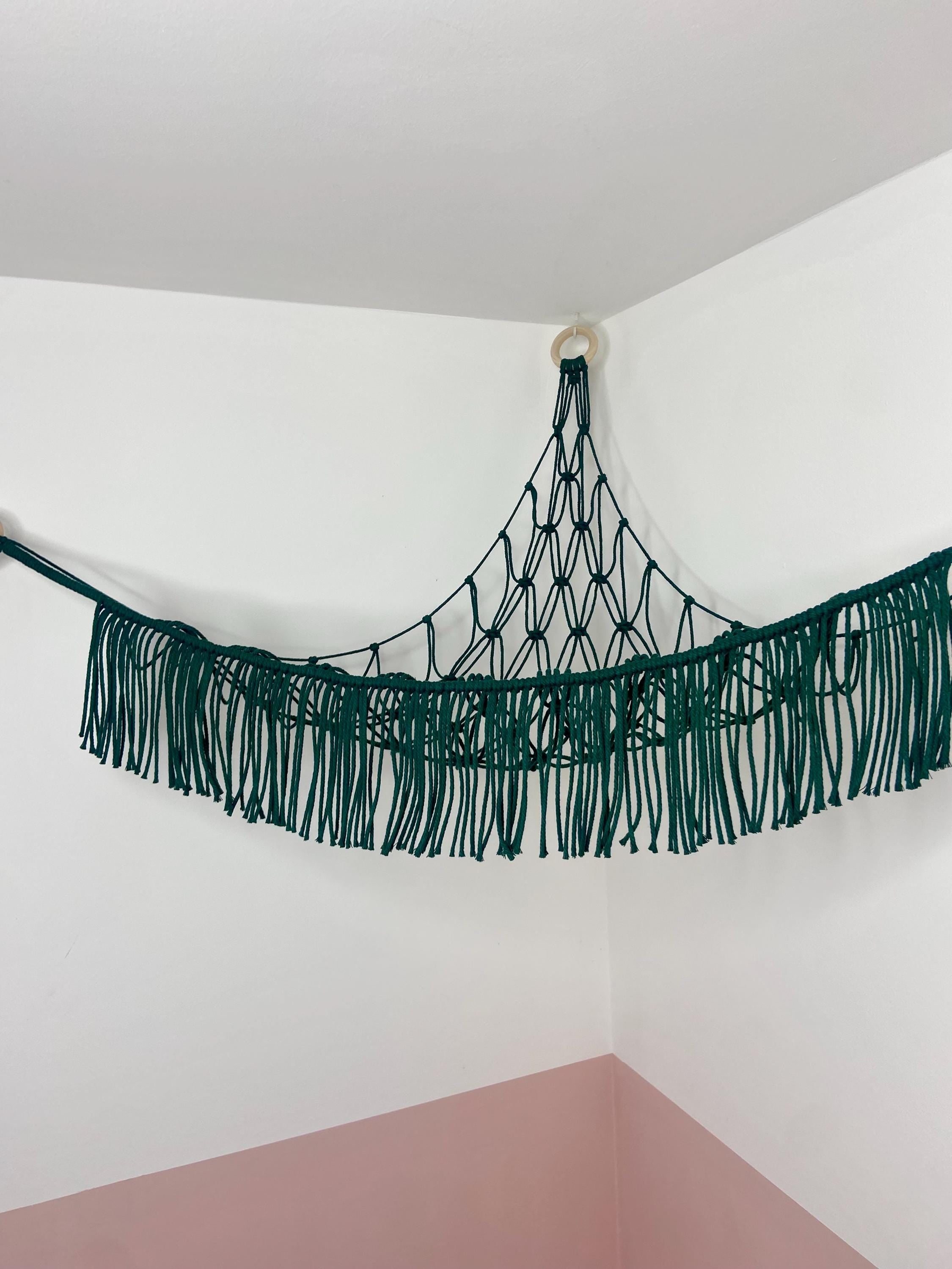 Macrame Toy Hammock, Stuffed Animal Storage, Squishmallow Holder, Teddy Hammock, Baby Shower Gift, Boho Nursery Decor Kids Room