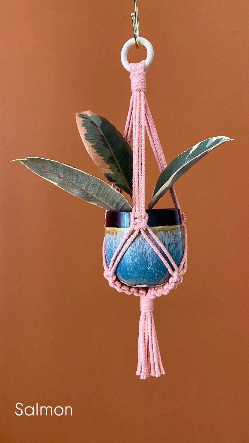 Mini Macrame Plant Hanger, Succulent Planter 14”