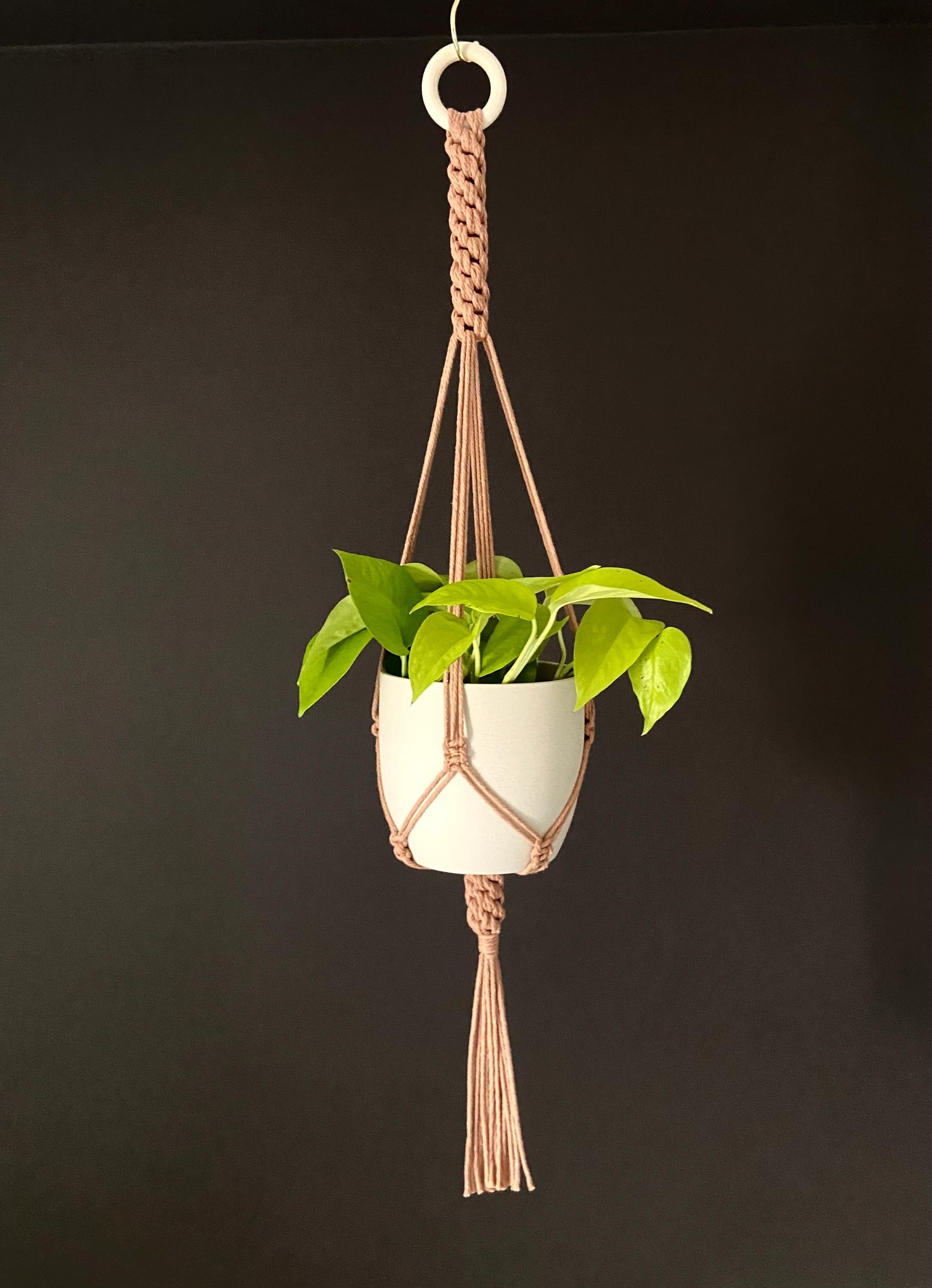 Macrame Plant Hanger: Boho Cotton 32in Planter Holder