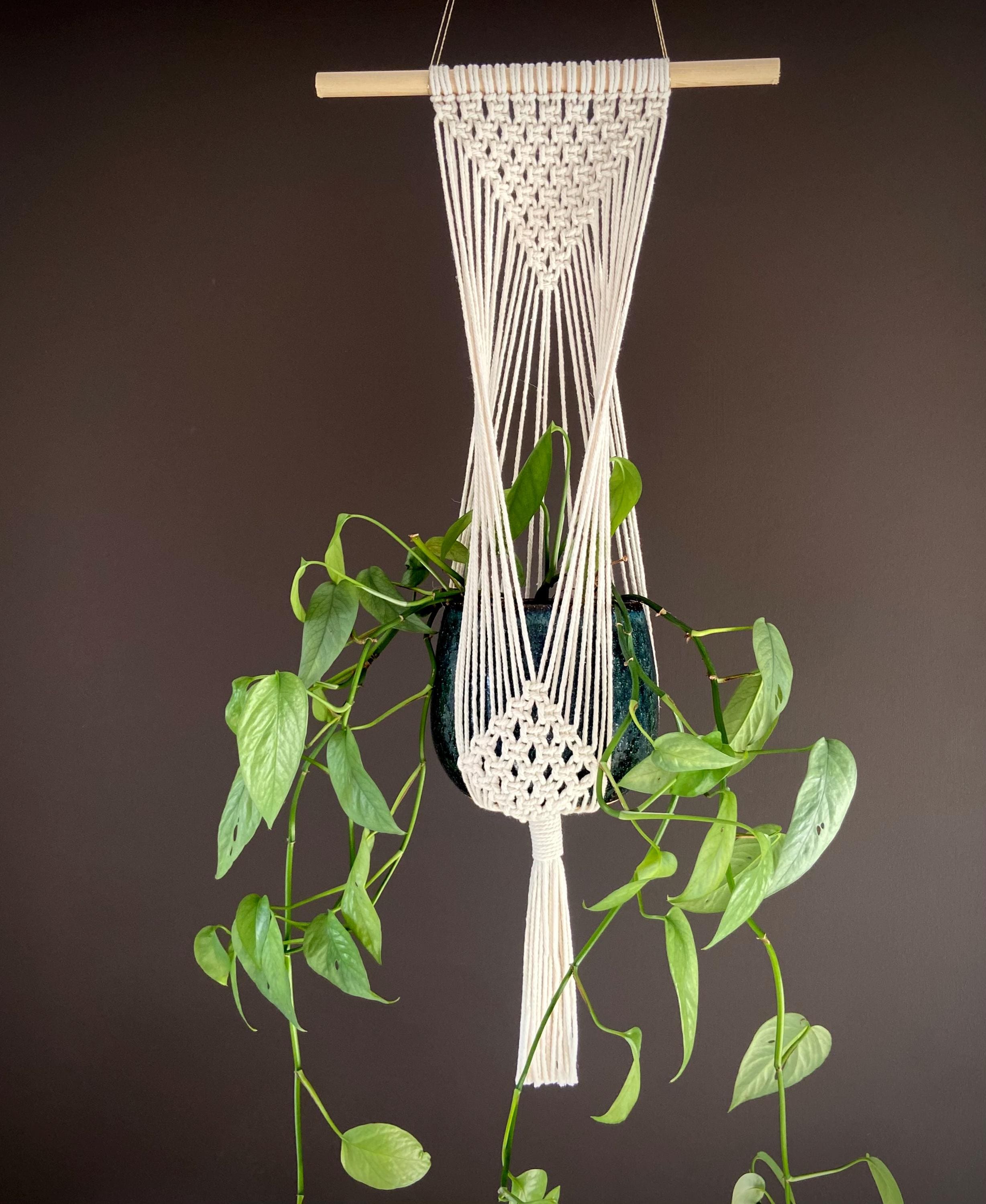 Macrame Plant Hanger, Large Wall Mounted Pot Holder 29”