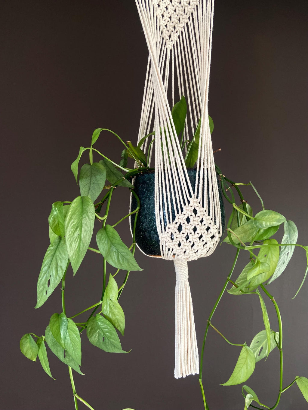 Macrame Plant Hanger, Large Wall Mounted Pot Holder 29”