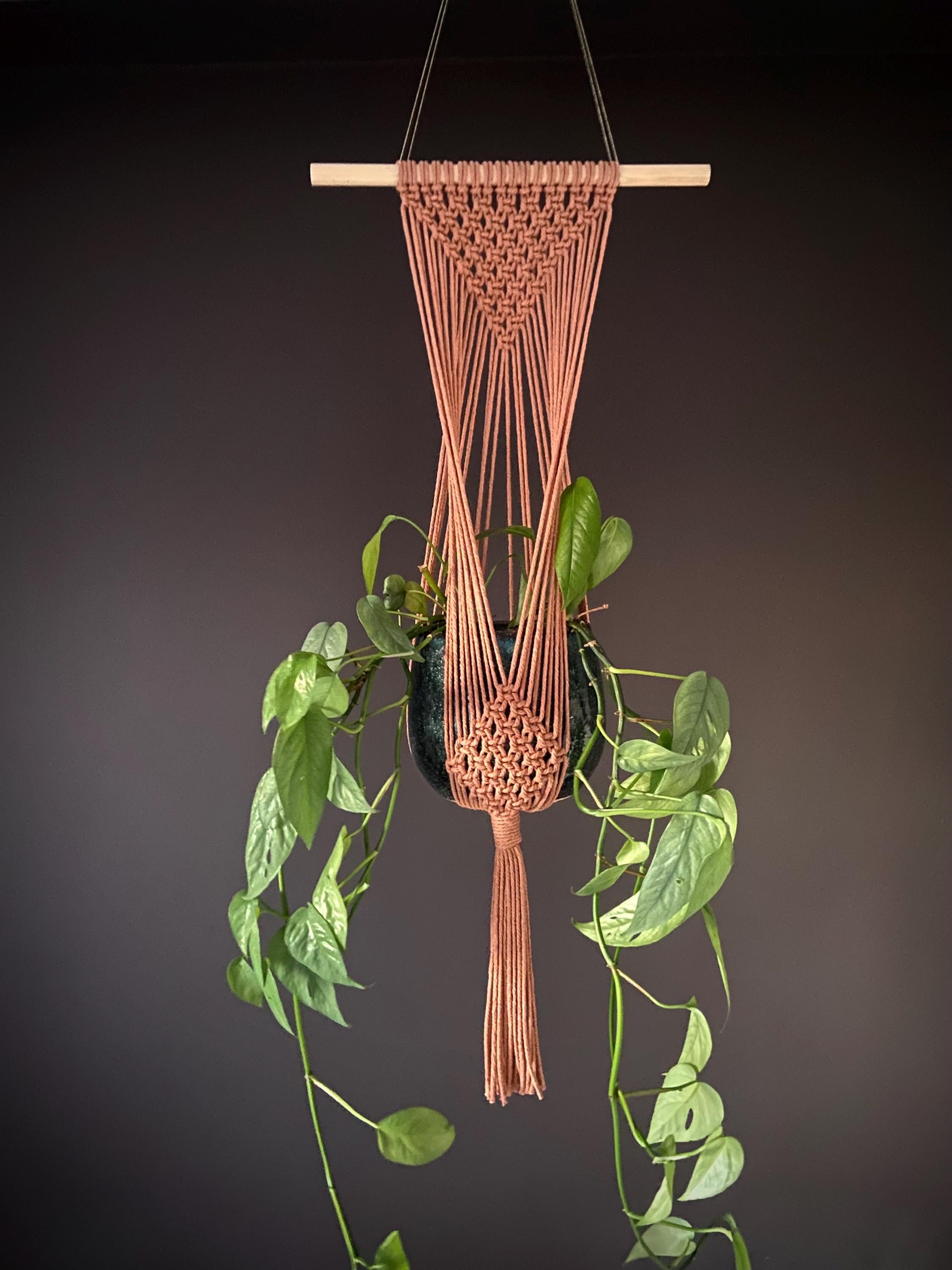 Macrame Plant Hanger, Large Wall Mounted Pot Holder 29”