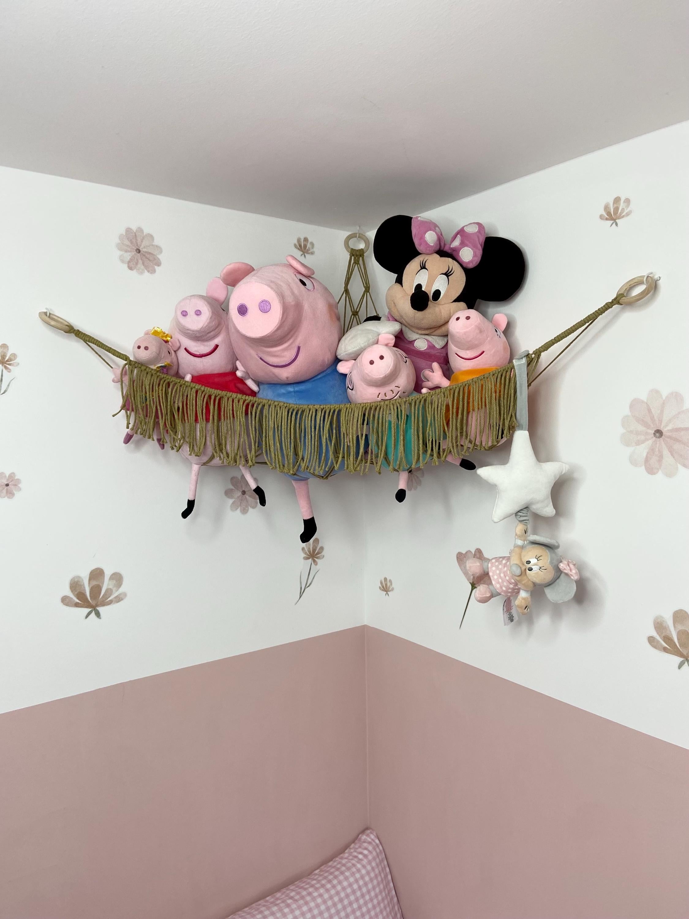 Macrame Toy Hammock, Stuffed Animal Storage, Squishmallow Holder, Teddy Hammock, Baby Shower Gift, Boho Nursery Decor Kids Room