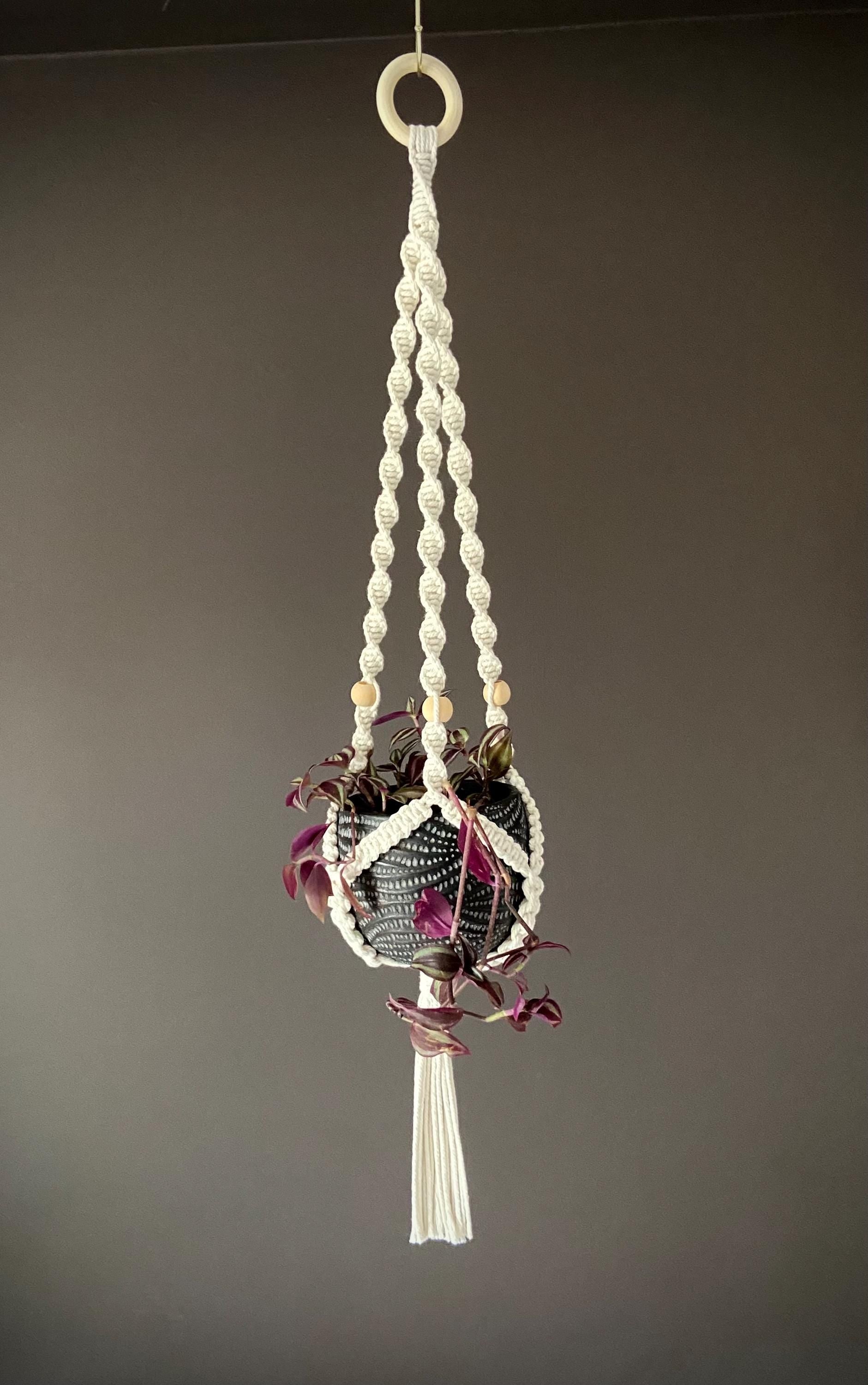 Beaded Macrame Plant Hanger 34”