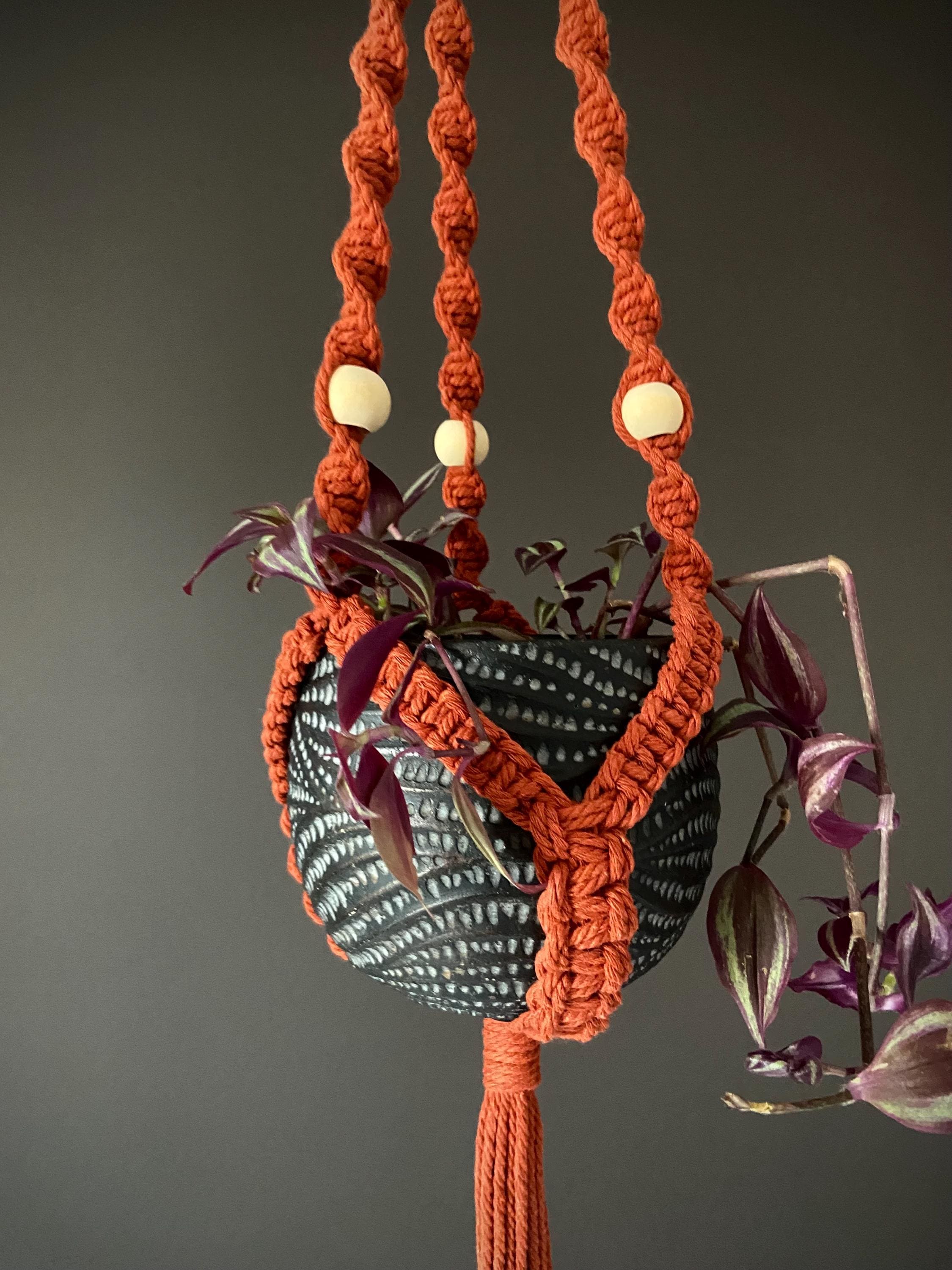 Beaded Macrame Plant Hanger 34”