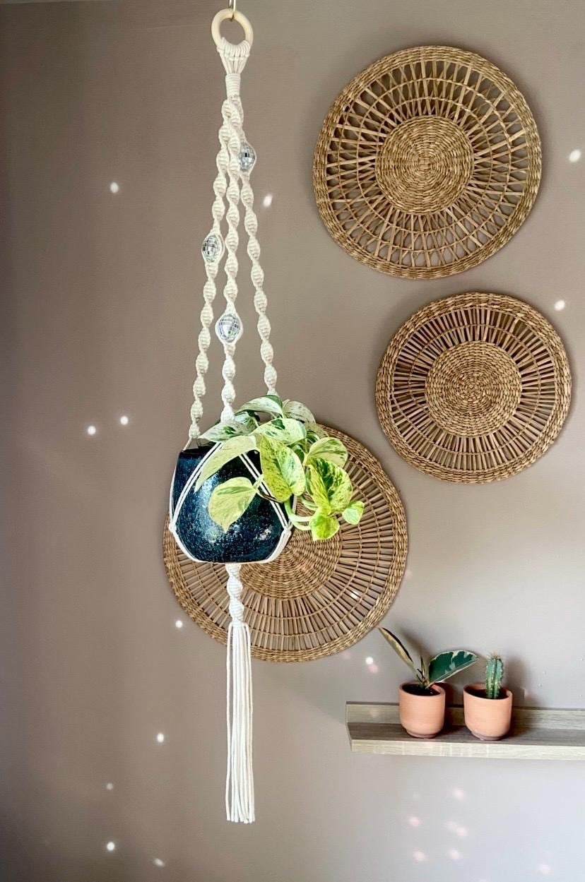 Disco Ball Macrame Plant Hanger 40”
