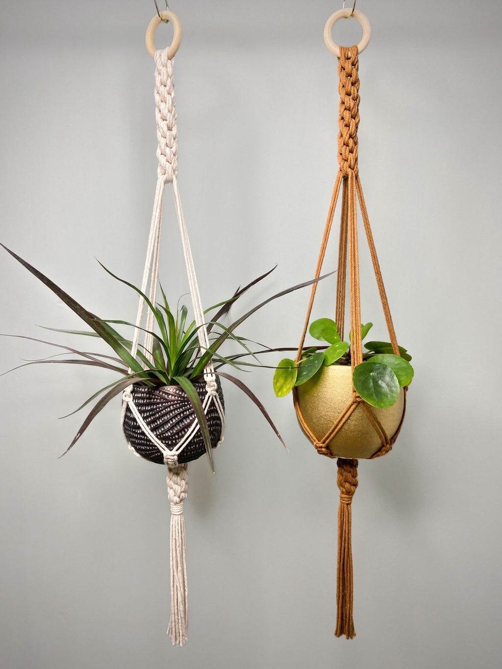 Macrame Plant Hanger: Boho Cotton 32in Planter Holder