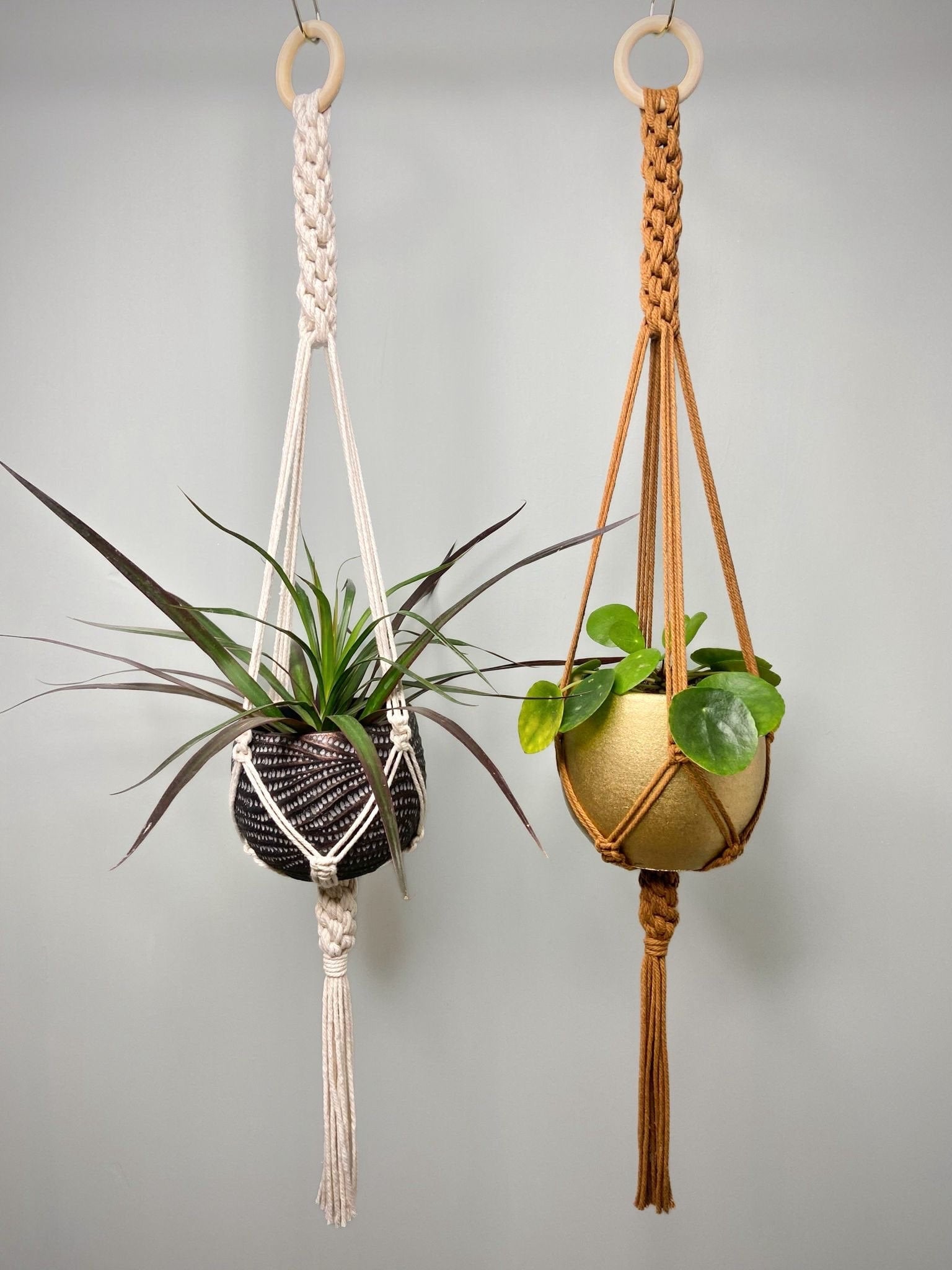 Macrame Plant Hanger: Boho Cotton 32in Planter Holder