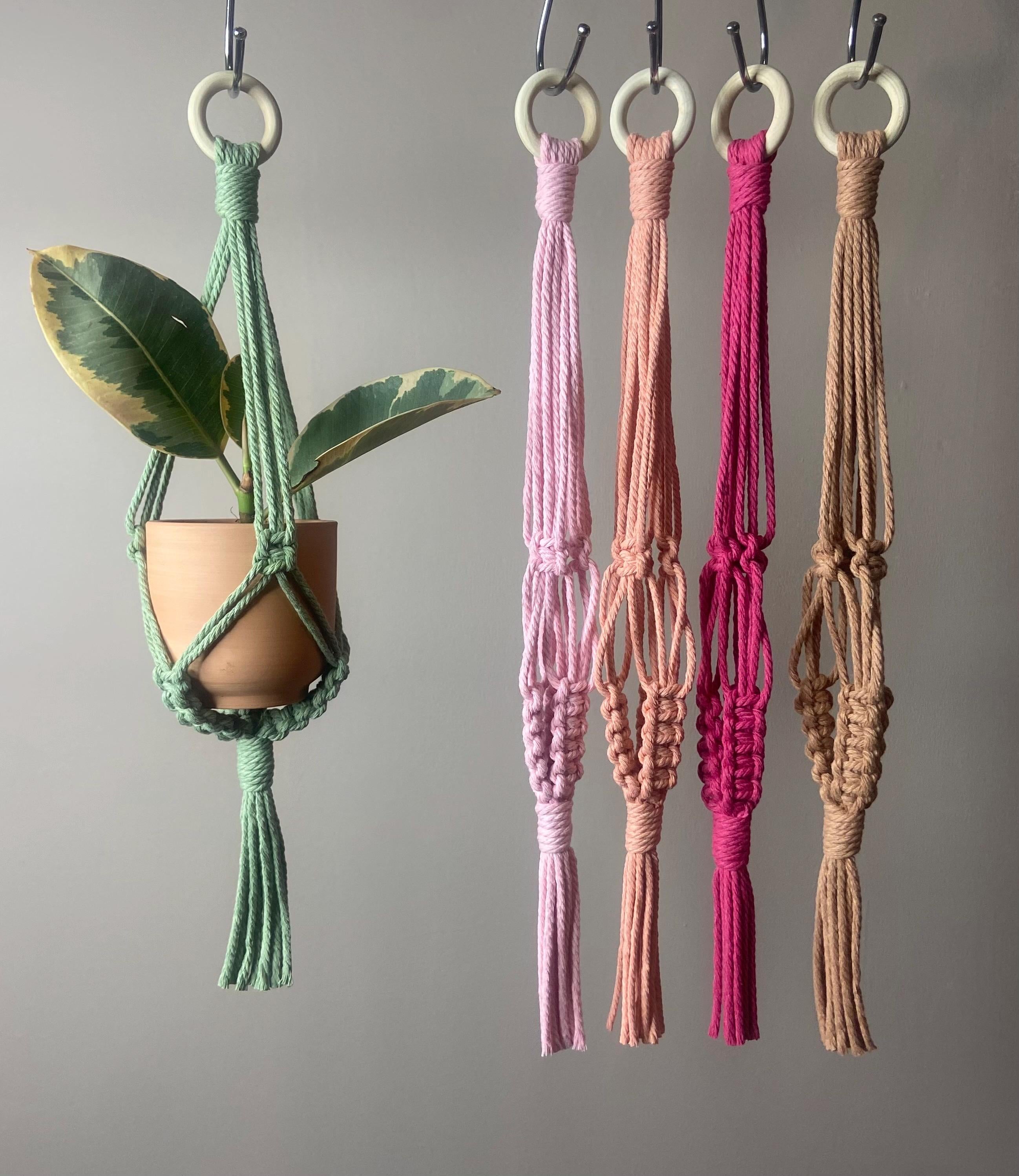 Mini Macrame Plant Hanger, Succulent Planter 14”