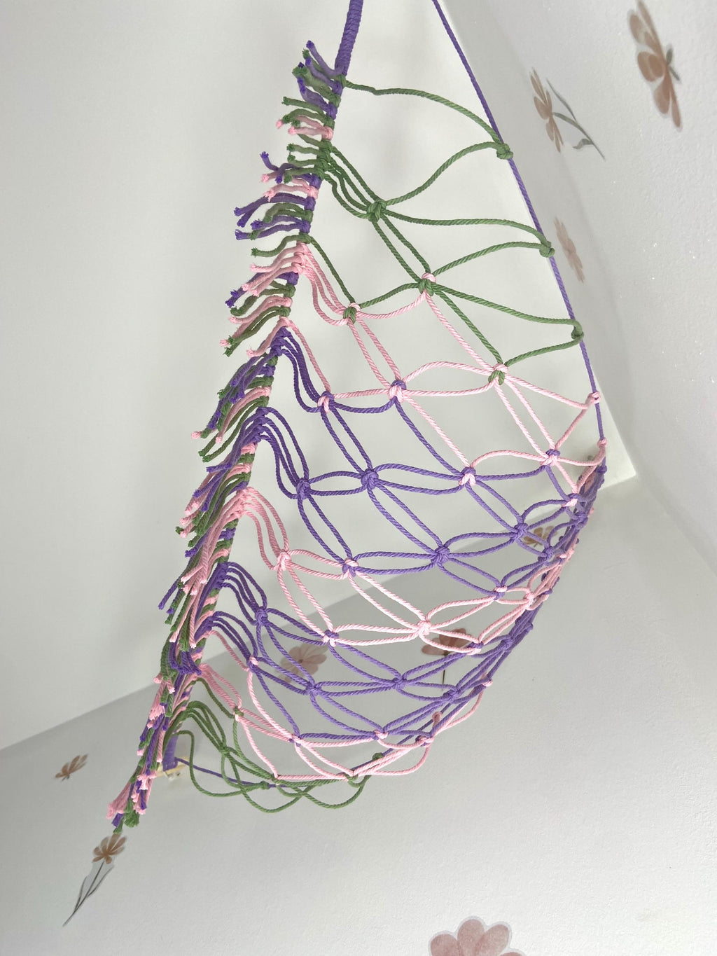 Macrame Toy Hammock, Mermaid, Stuffed Animal Storage, Boho Nursery Decor, Recycled Cotton Toy Net