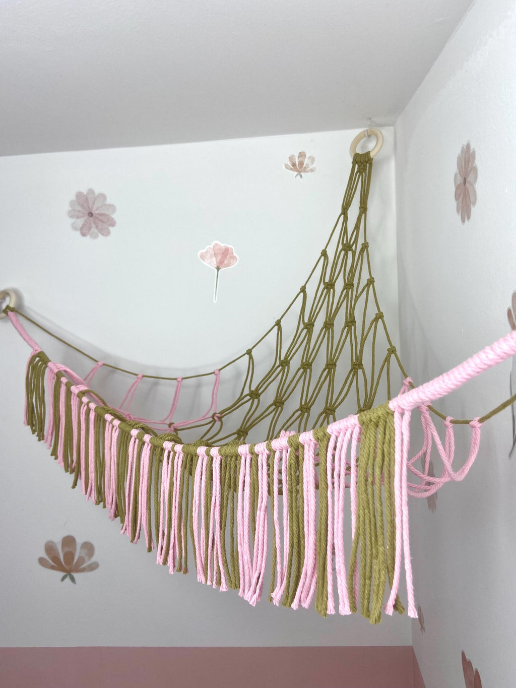 Macrame Toy Hammock, Stuffed Animal Storage, Boho Nursery Decor, Recycled Cotton Net