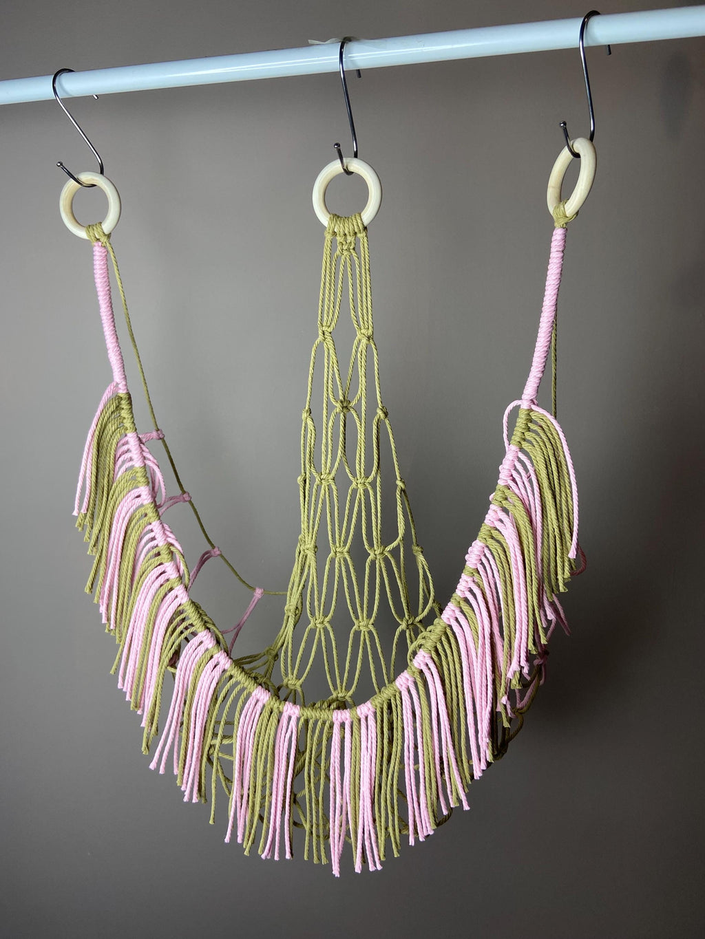 Macrame Toy Hammock, Stuffed Animal Storage, Boho Nursery Decor, Recycled Cotton Net