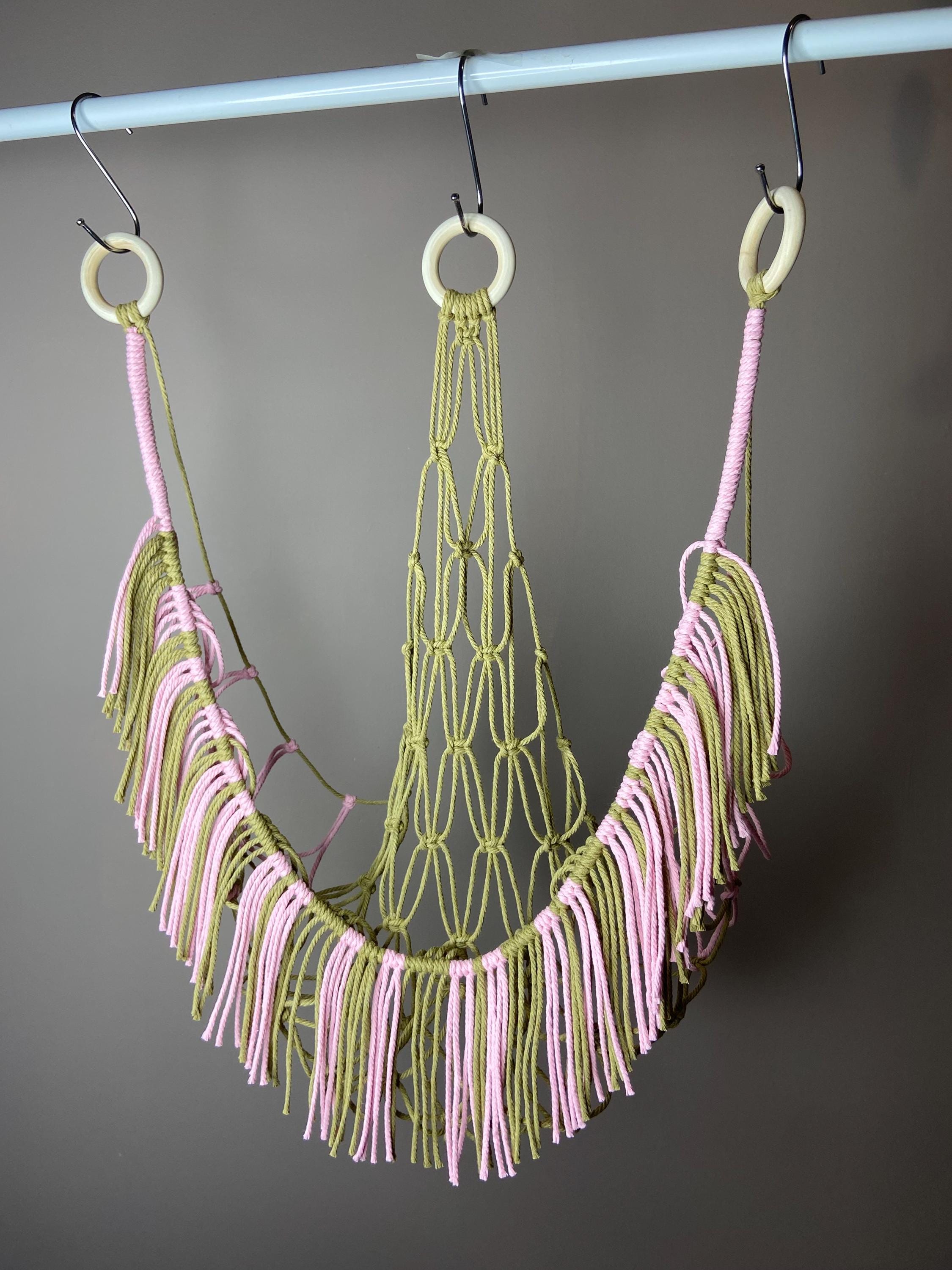 Macrame Toy Hammock, Stuffed Animal Storage, Boho Nursery Decor, Recycled Cotton Net