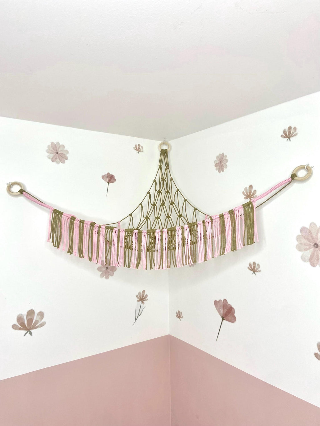 Macrame Toy Hammock, Stuffed Animal Storage, Boho Nursery Decor, Recycled Cotton Net