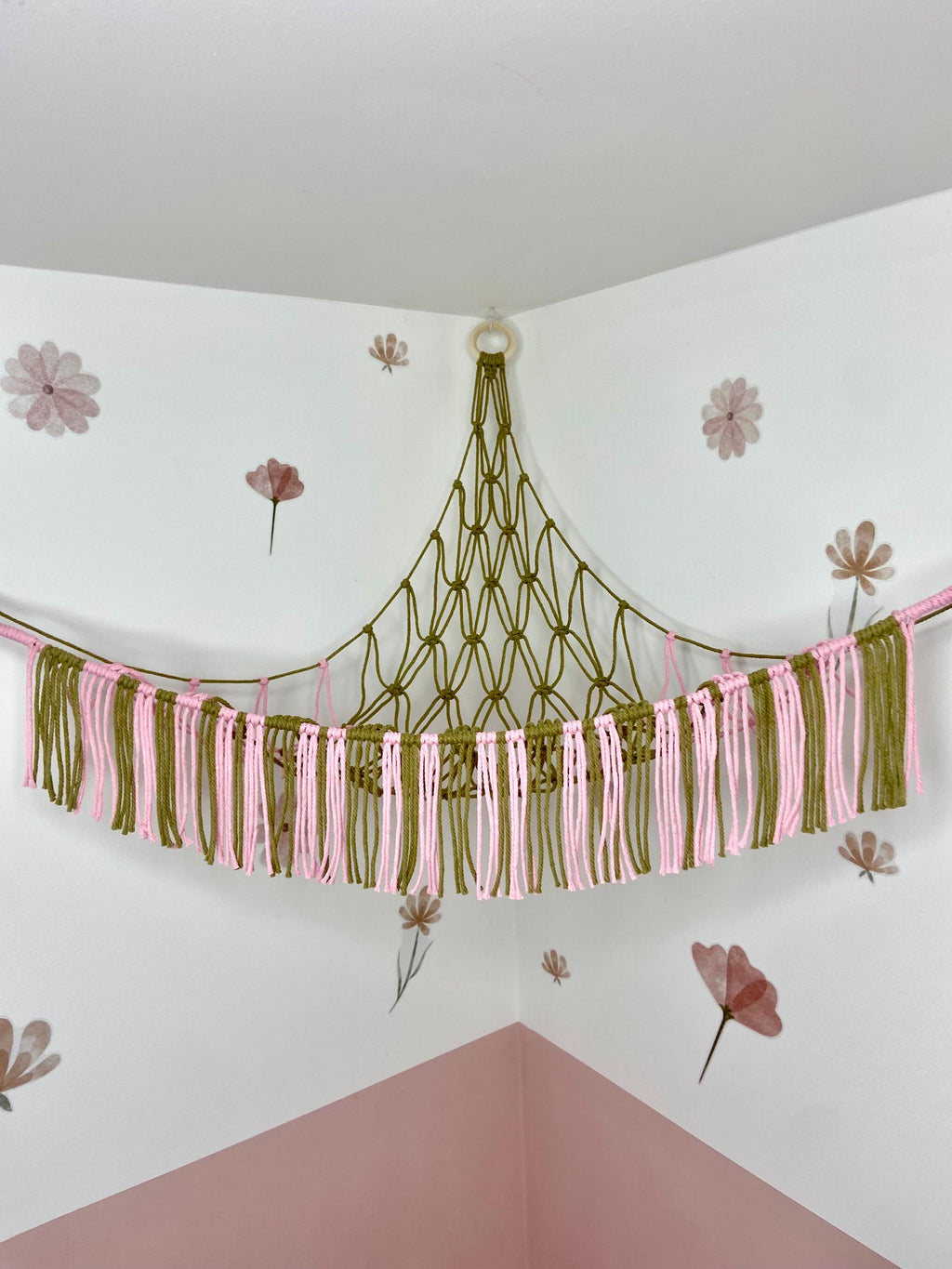 Macrame Toy Hammock, Stuffed Animal Storage, Boho Nursery Decor, Recycled Cotton Net