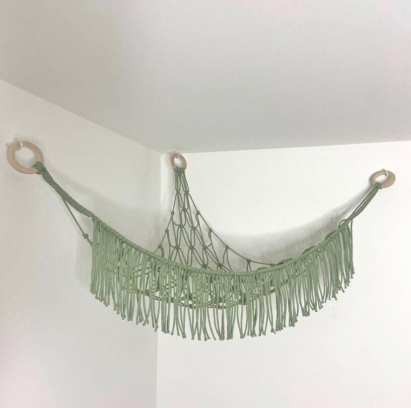 Macrame Toy Hammock, Stuffed Animal Storage, Squishmallow Holder, Teddy Hammock, Baby Shower Gift, Boho Nursery Decor Kids Room