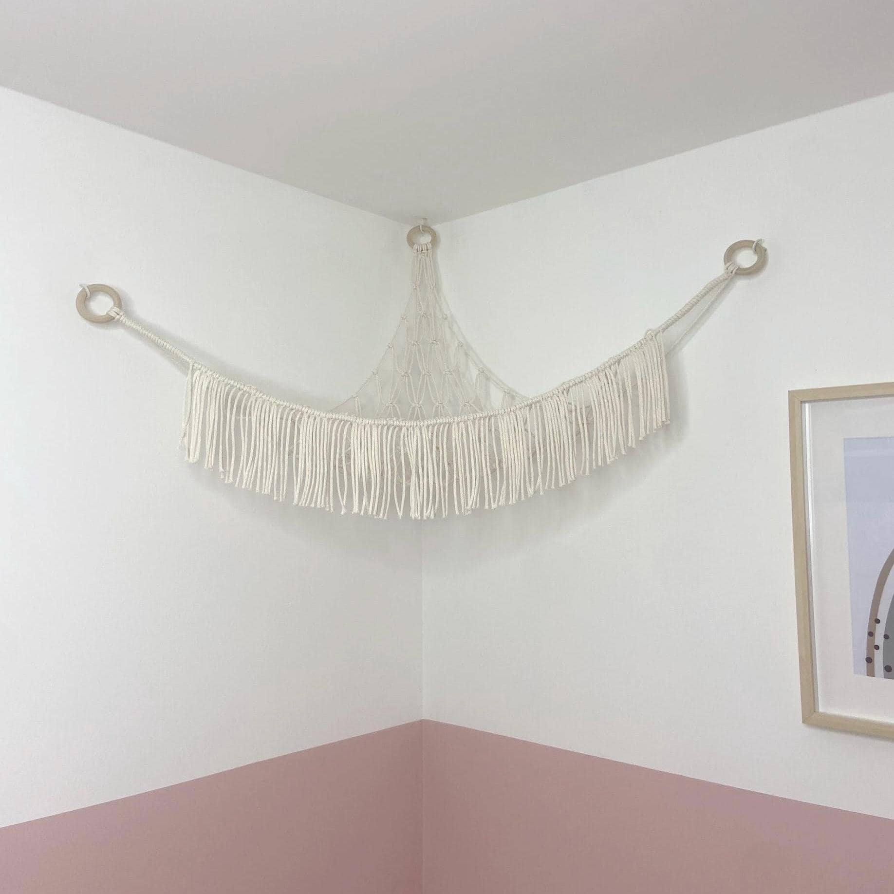 Macrame Toy Hammock, Stuffed Animal Storage, Squishmallow Holder, Teddy Hammock, Baby Shower Gift, Boho Nursery Decor Kids Room