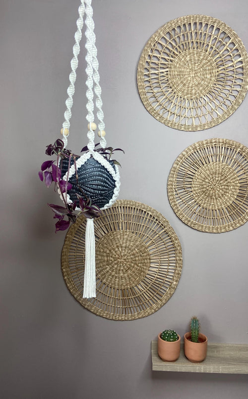 Beaded Macrame Plant Hanger 34”
