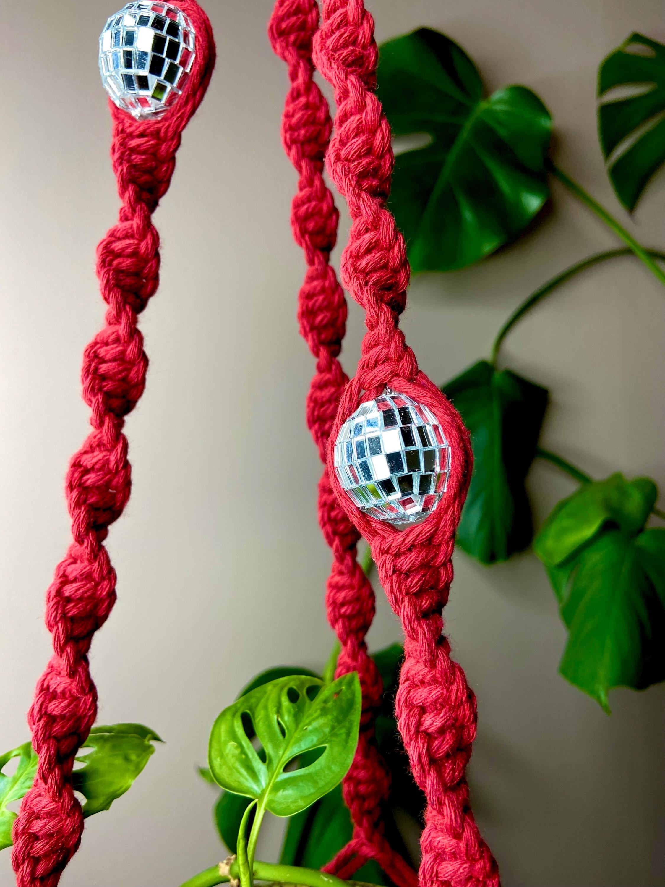 Disco Ball Macrame Plant Hanger 40”