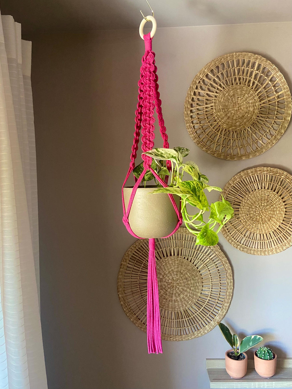 Macrame Plant Hanger: Wave, Boho Home Decor, Pot Holder, 34” Long, 16 Colour Options