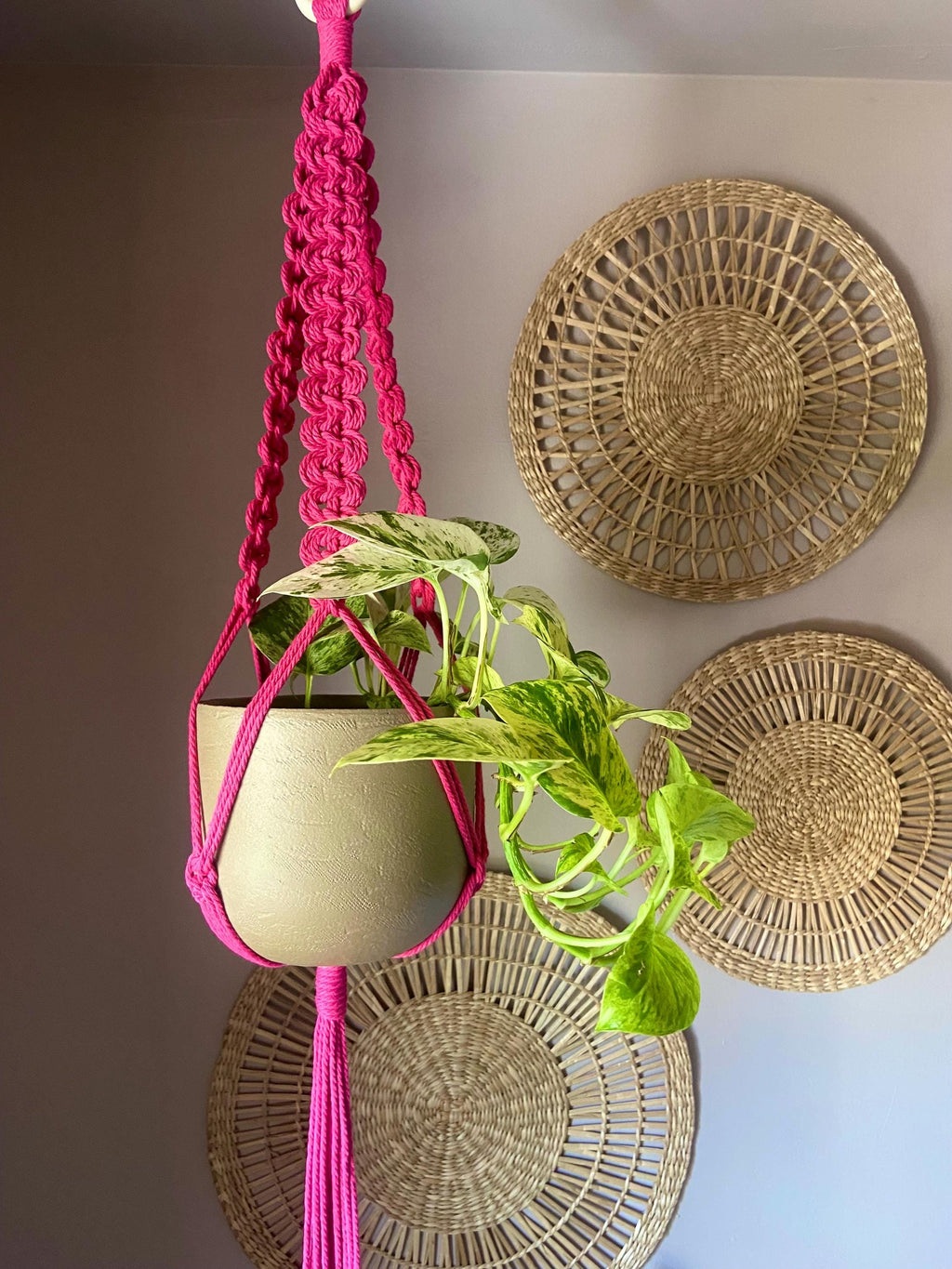 Macrame Plant Hanger: Wave, Boho Home Decor, Pot Holder, 34” Long, 16 Colour Options