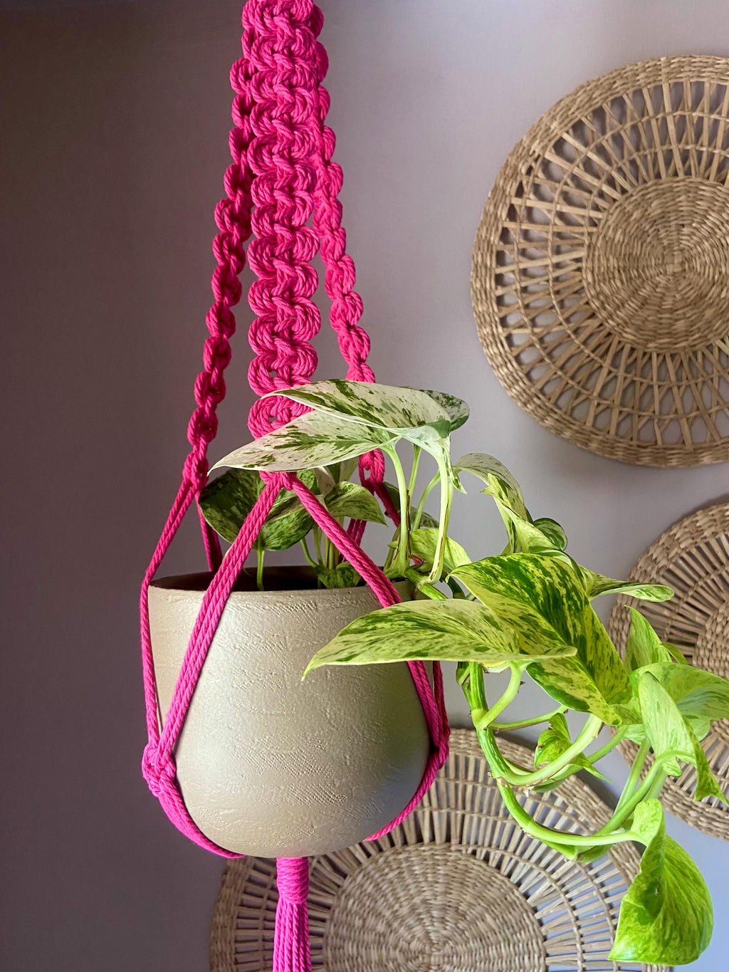 Macrame Plant Hanger: Wave, Boho Home Decor, Pot Holder, 34” Long, 16 Colour Options
